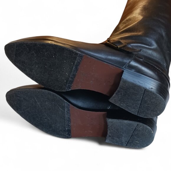 Jessica Black Leather Riding Boots Size 6B, Genuine Leather, Buckle Detail VTG - Picture 9 of 14